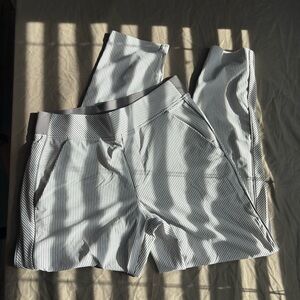 (3/$25) Athleta Gray and White Pinstriped Skinny Pants High Wasted
